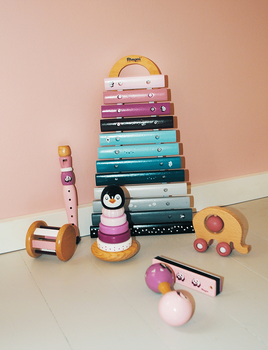 Magni Toys - Wooden xylophone, animal design - musikinstrumenter - multi coloured - 5