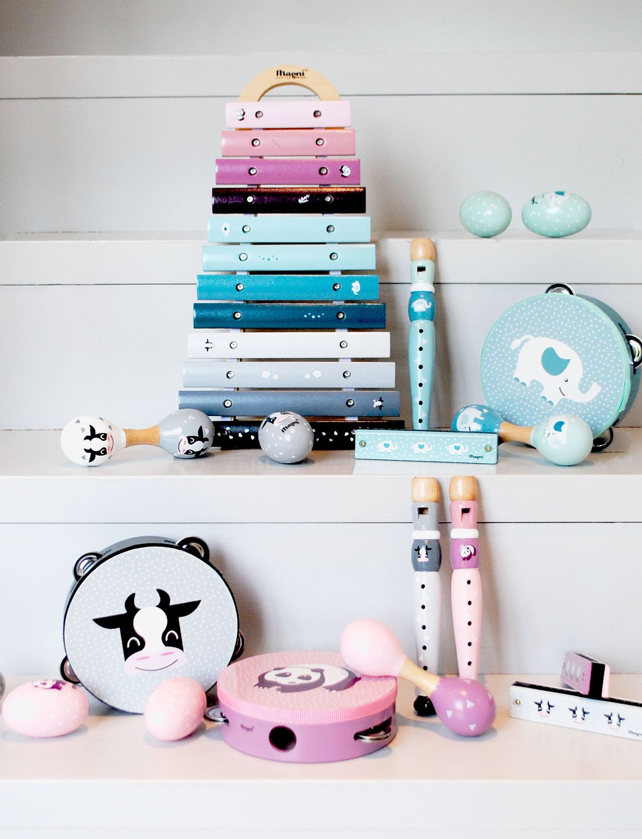 Magni Toys - Wooden xylophone, animal design - musikinstrumenter - multi coloured - 3