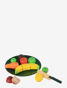 Fruit in wood on the plate, with velcro, Magni Toys