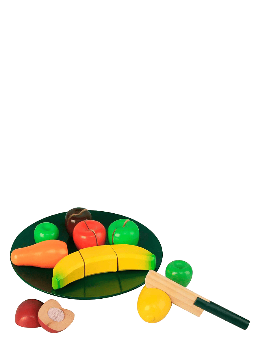 Magni Toys - Fruit in wood on the plate, with velcro - leikfangamatur & kökur - multi coloured - 1
