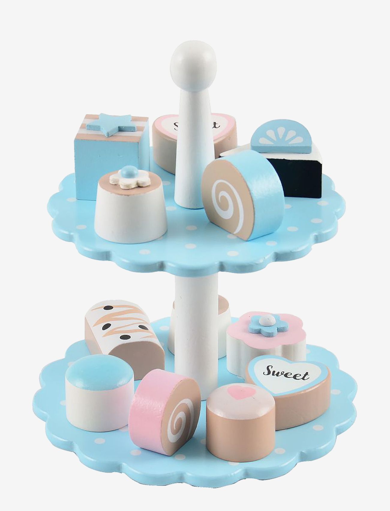 Magni Toys - Cake tray in wood, bright blue, 12 cakes - leikkiruoka & -kakut - multi coloured - 0