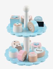 Magni Toys - Cake tray in wood, bright blue, 12 cakes - leksaksmat & leksakstårtor - multi coloured - 0