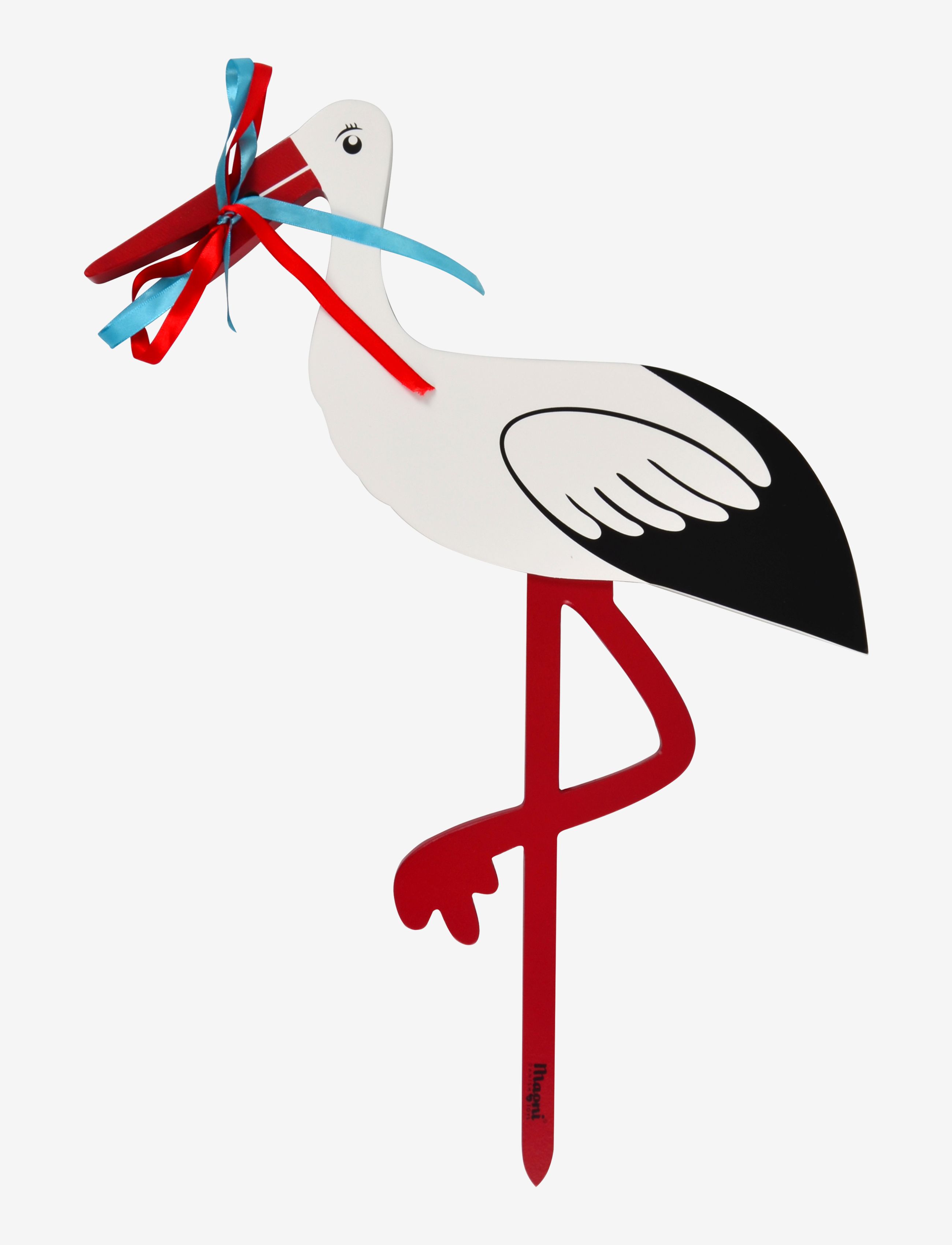 Magni Toys Wooden birthday stork with red and blue ribbons - Interiør - WHITE / white