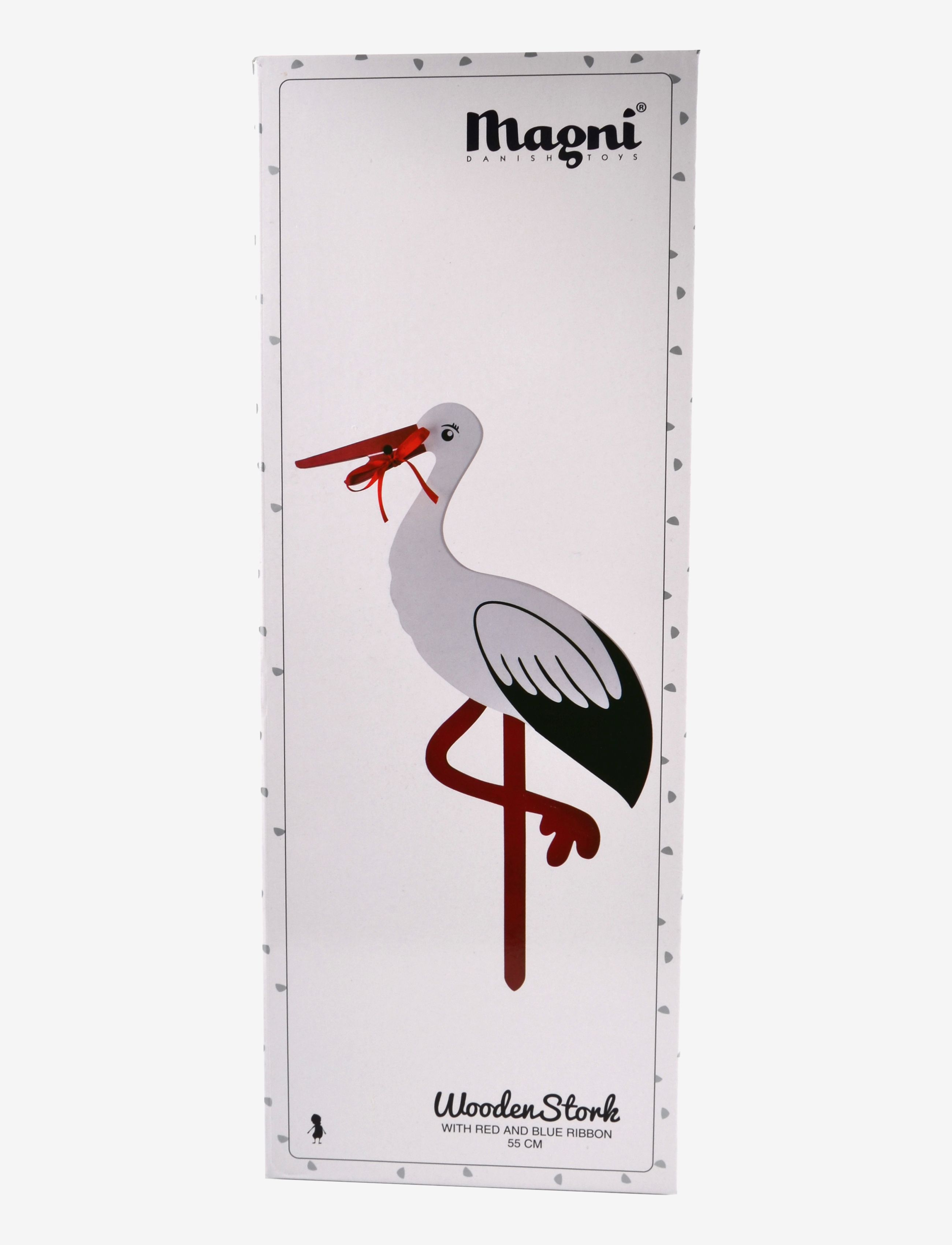 Magni Toys - Wooden birthday stork with red and blue ribbons - interiør - white - 1