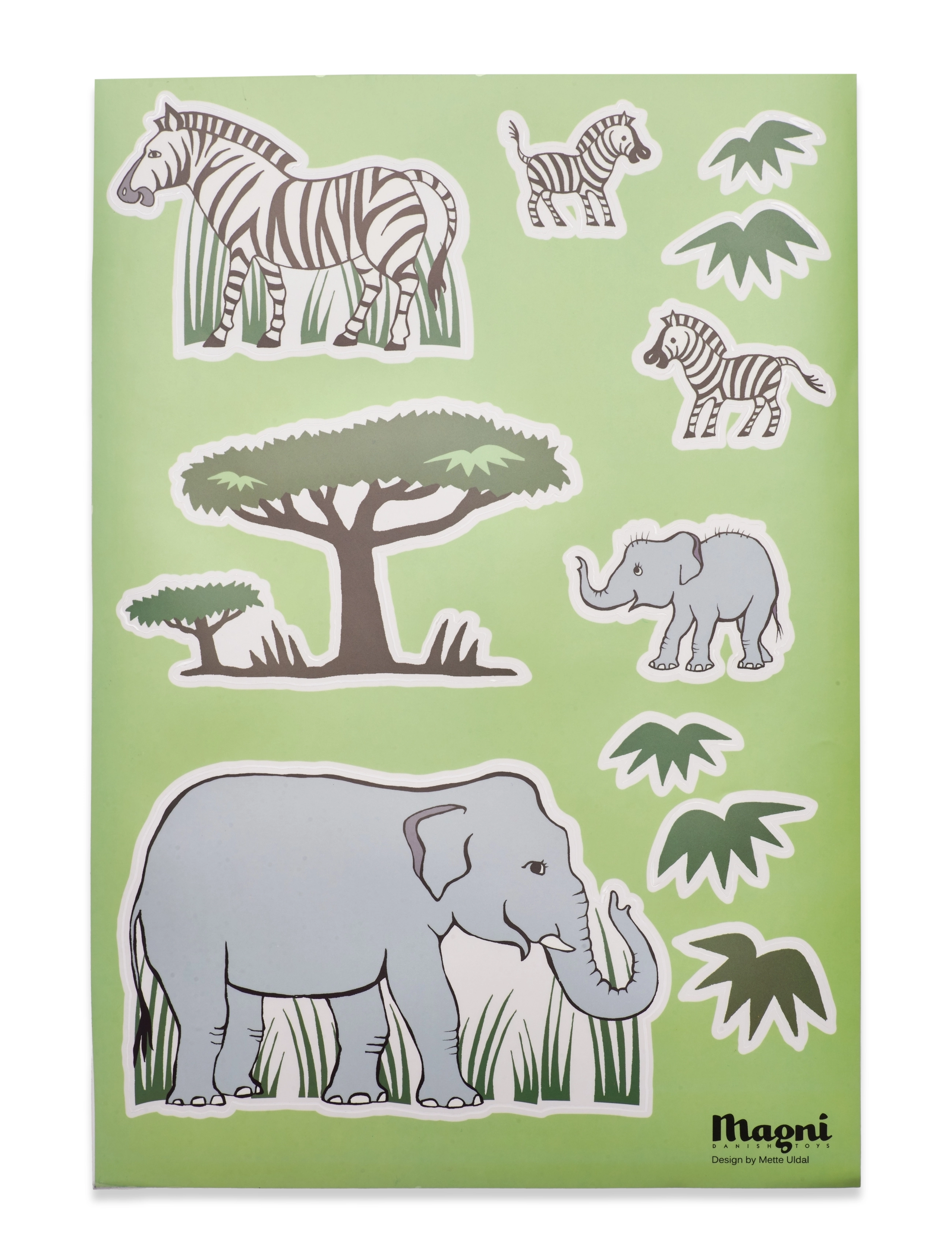 Magni Legetøj Magni Stickers Elefant Til Væg, One Size, Multi/patterned, Vægklistermærker > Dyr, Børn