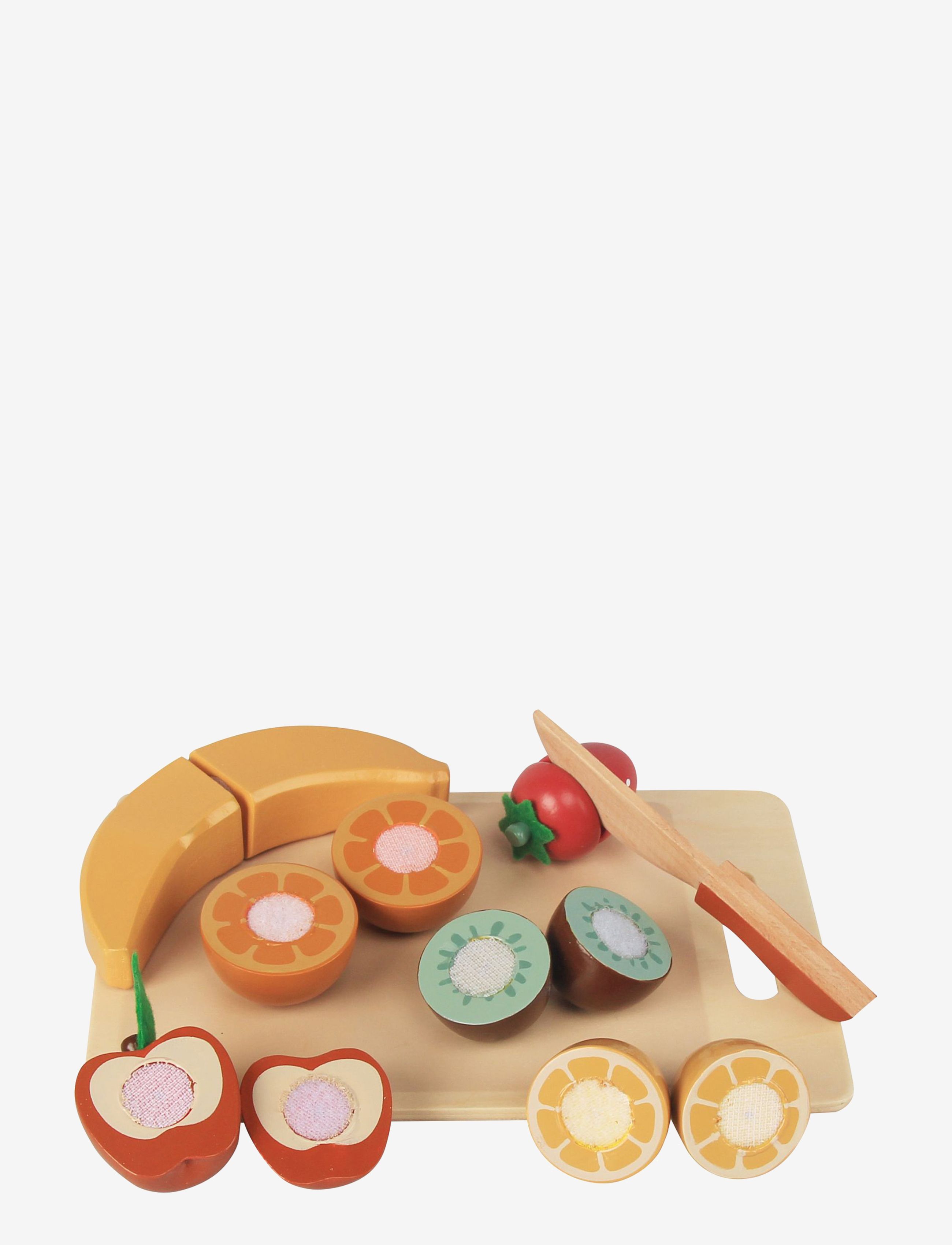 Wooden cutting set with fruits - MULTI COLOURED