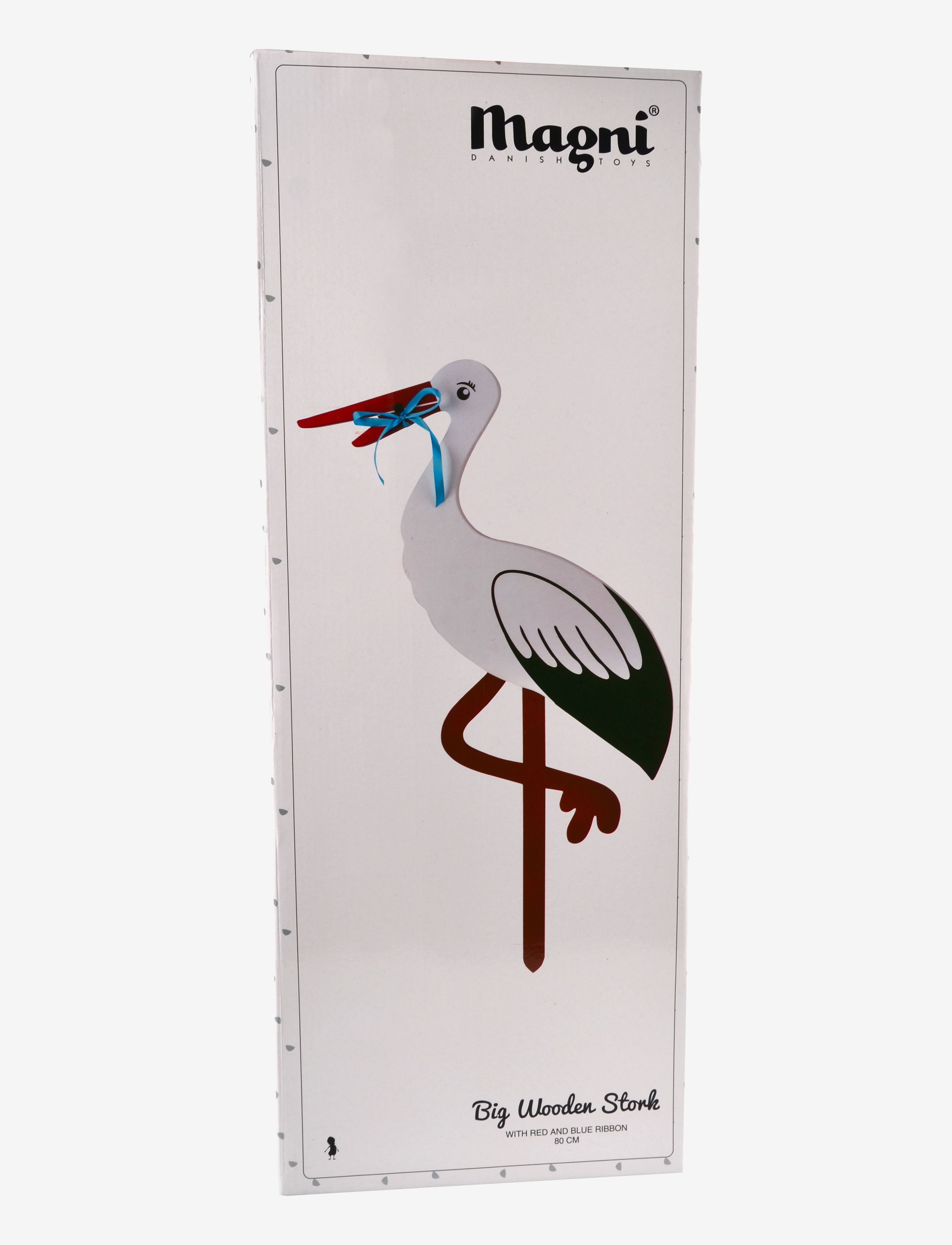 Magni Toys - Birth Stork "Big" with red/blue ribbon 80 cm - red, white - 2