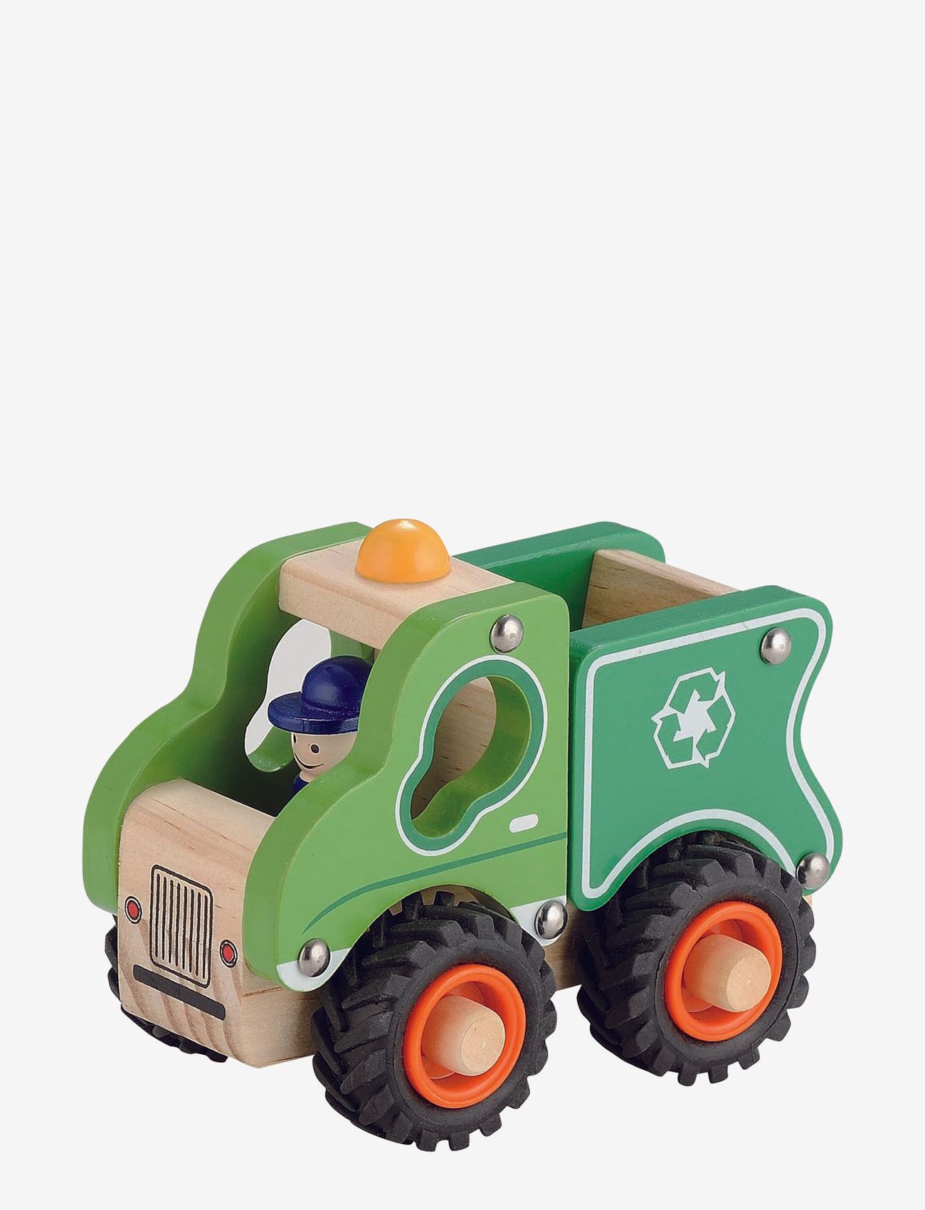 Magni Toys - Wooden garbage truck with rubber wheels - laveste priser - green - 0