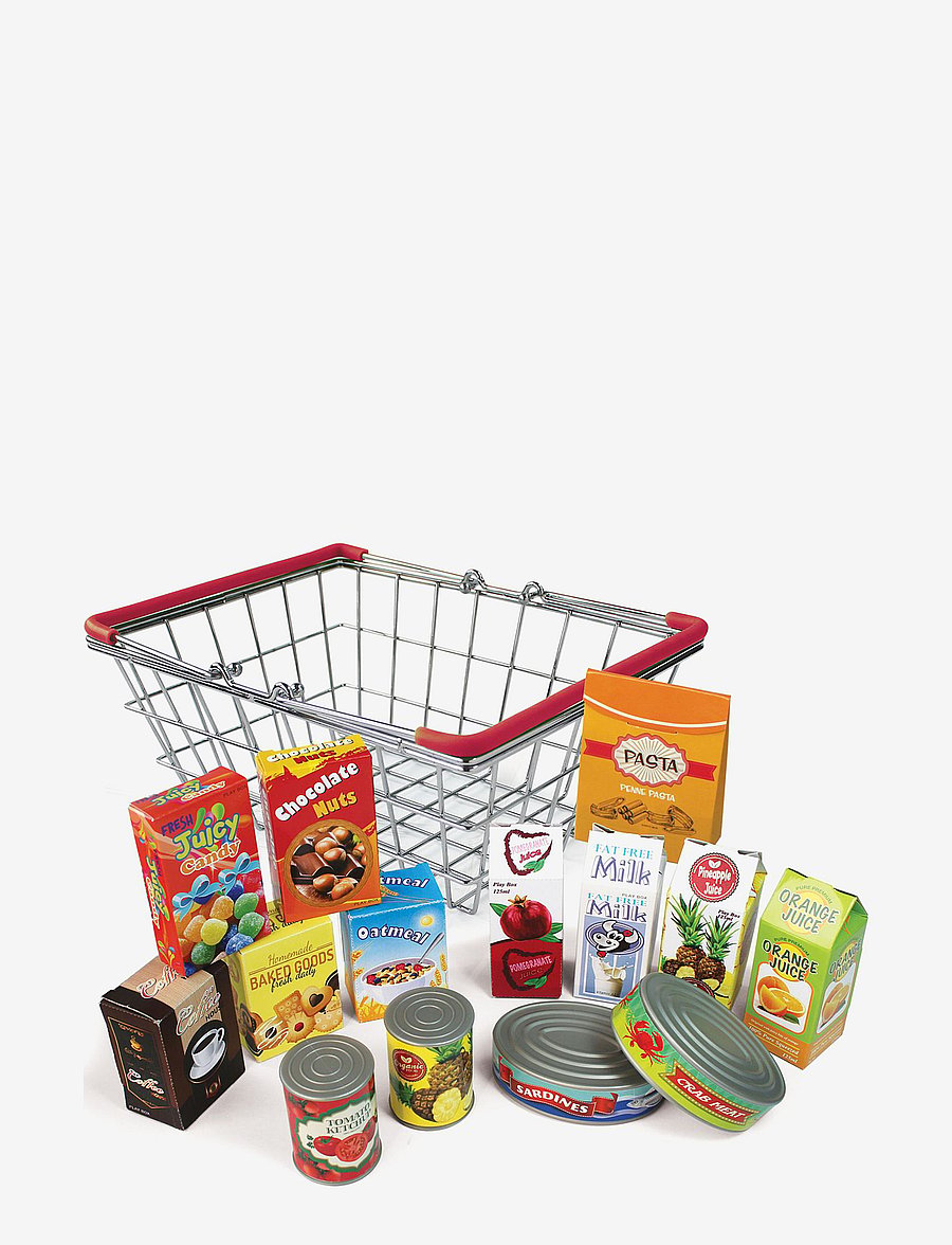 Magni Toys - Metal Basket with grocery products - legetøjskøbmandsboder - multi coloured - 0