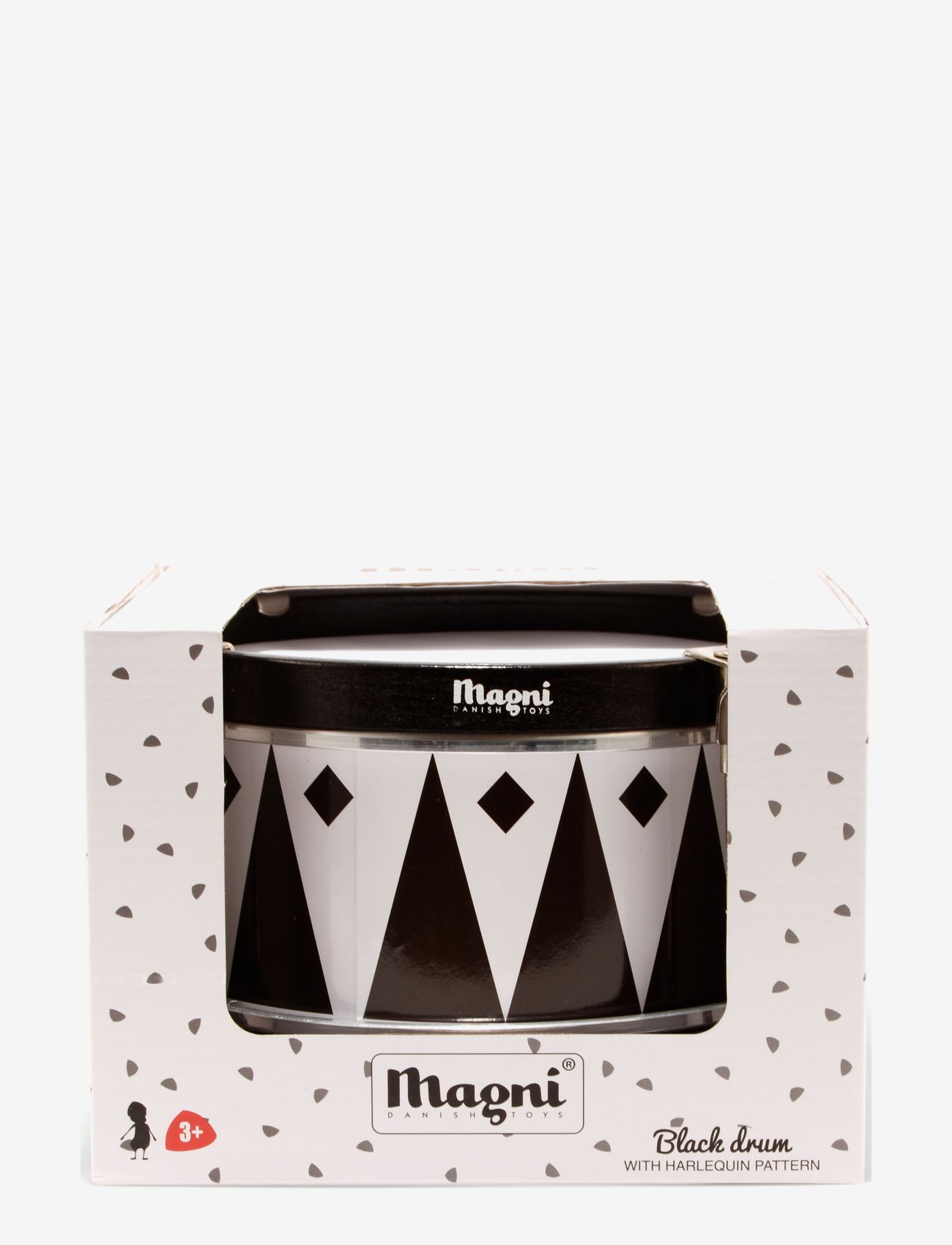 Magni Toys - Drum with harlequin, black - musical instruments - black, white - 2