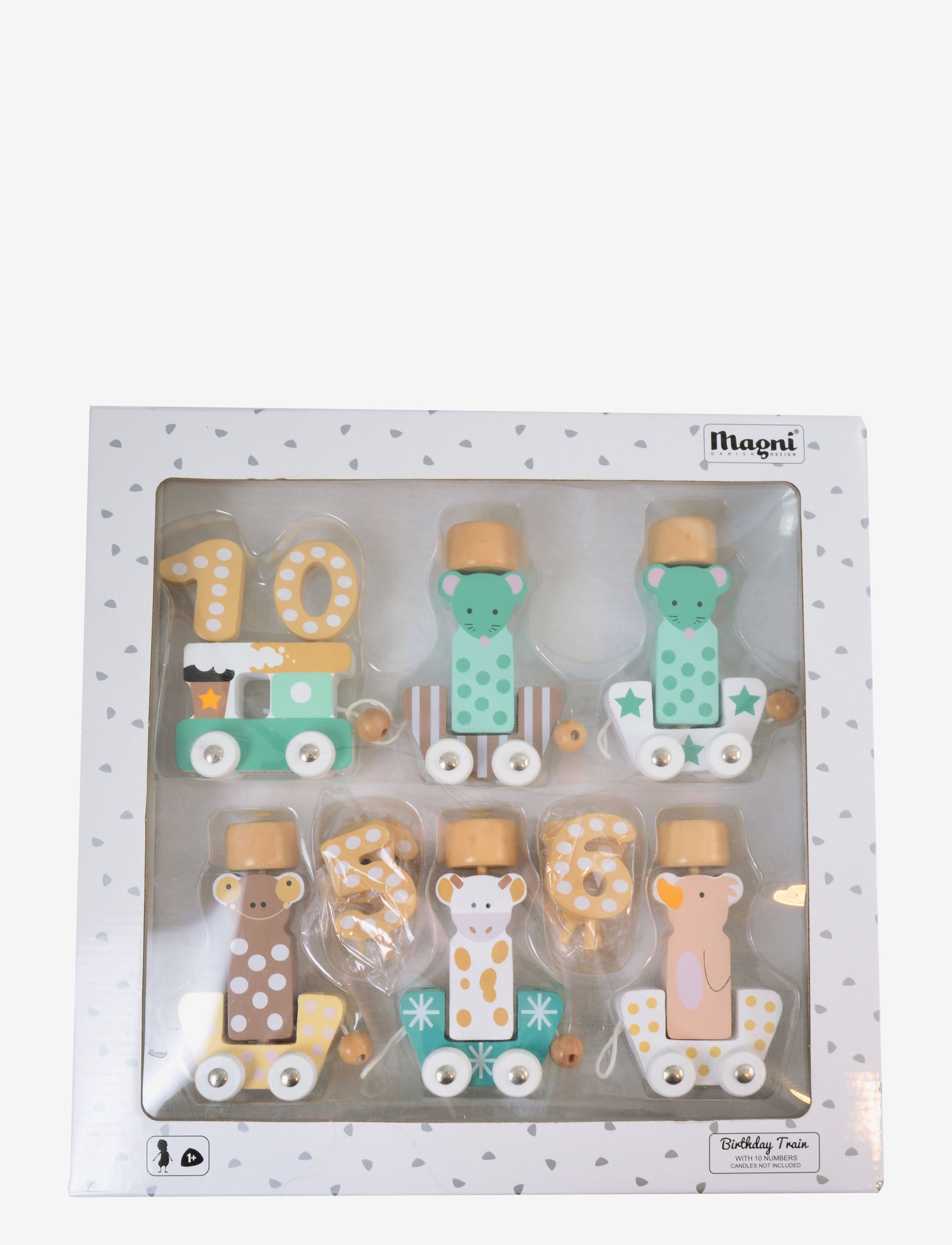 Magni Toys - Birthday Train "Animals", Green/Brown - festartikler - green, brown - 1