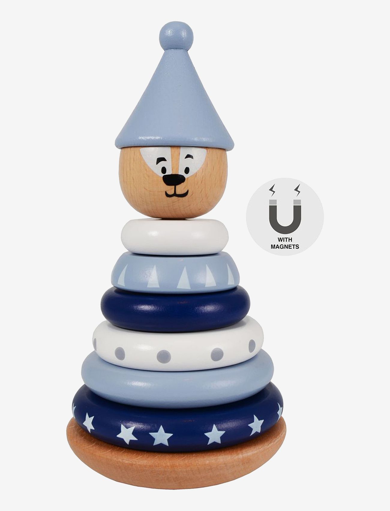 Magni Toys - Stacking Tower magnetic Navy Blue - alhaisimmat hinnat - blue/white - 0