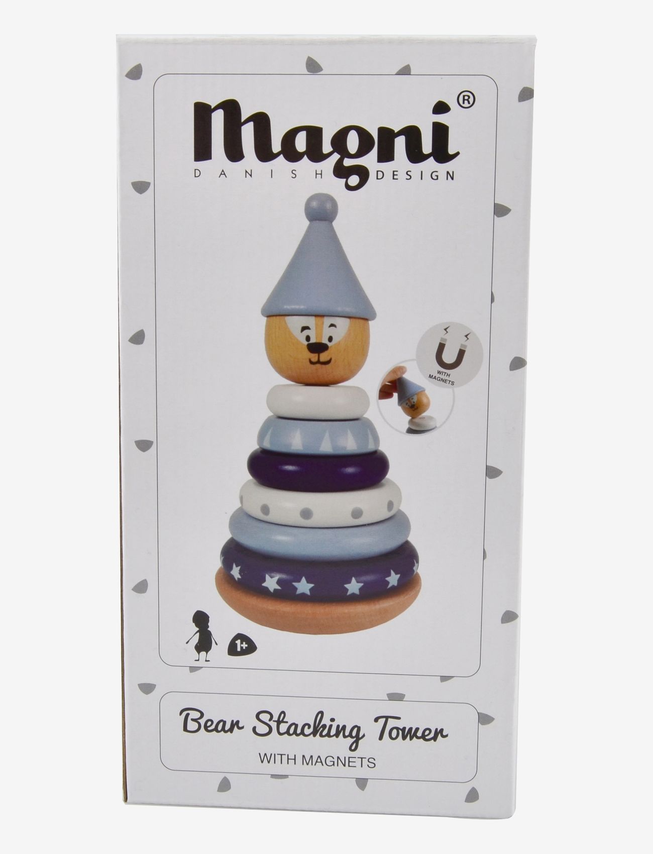Magni Toys - Stacking Tower magnetic Navy Blue - alhaisimmat hinnat - blue/white - 1
