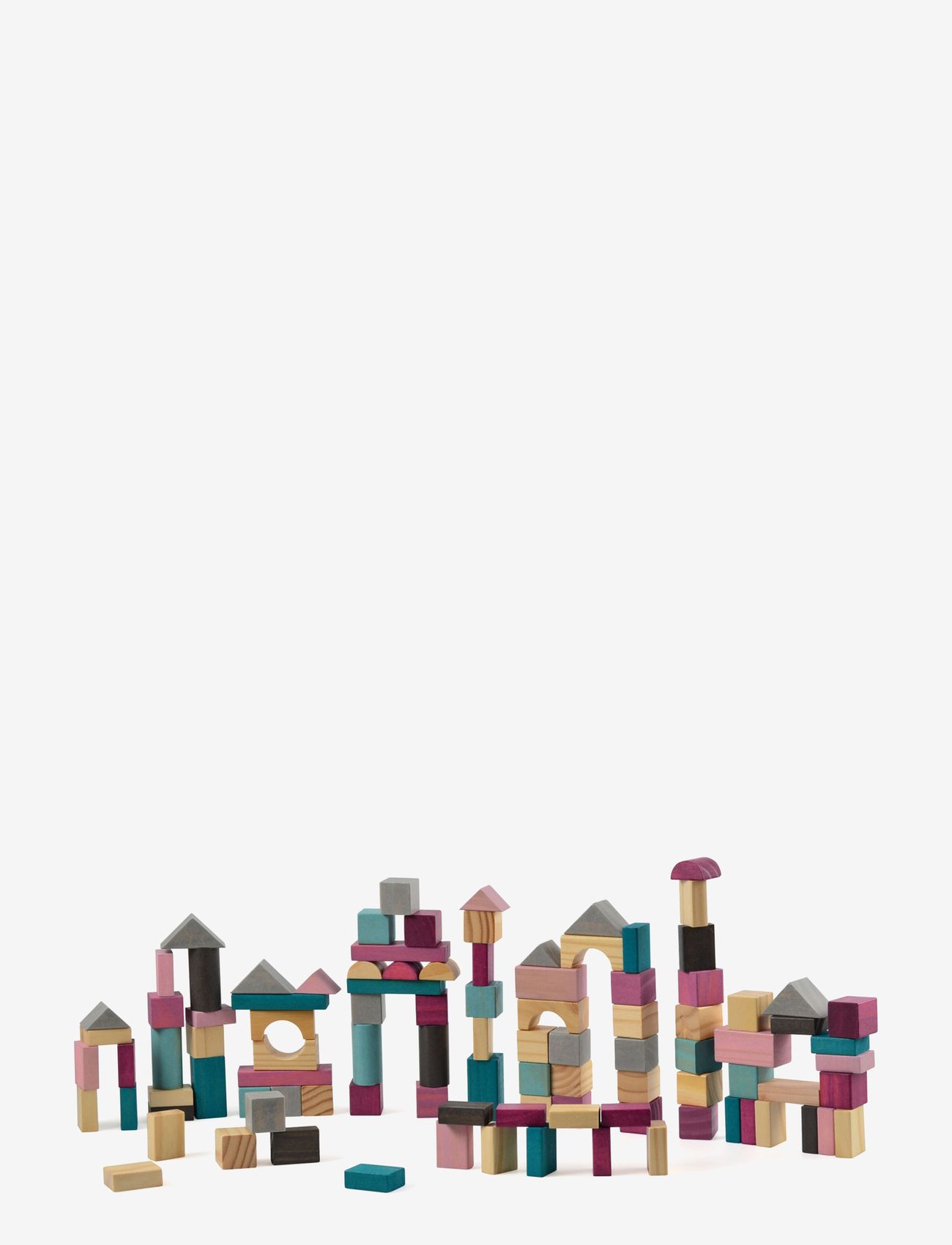 Magni Toys - Wooden building blocks in bucket with  sorter lid 100 pcs - rakennuspalikat - multi coloured - 0