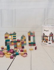 Magni Toys - Wooden building blocks in bucket with  sorter lid 100 pcs - byggeklodser - multi coloured - 2