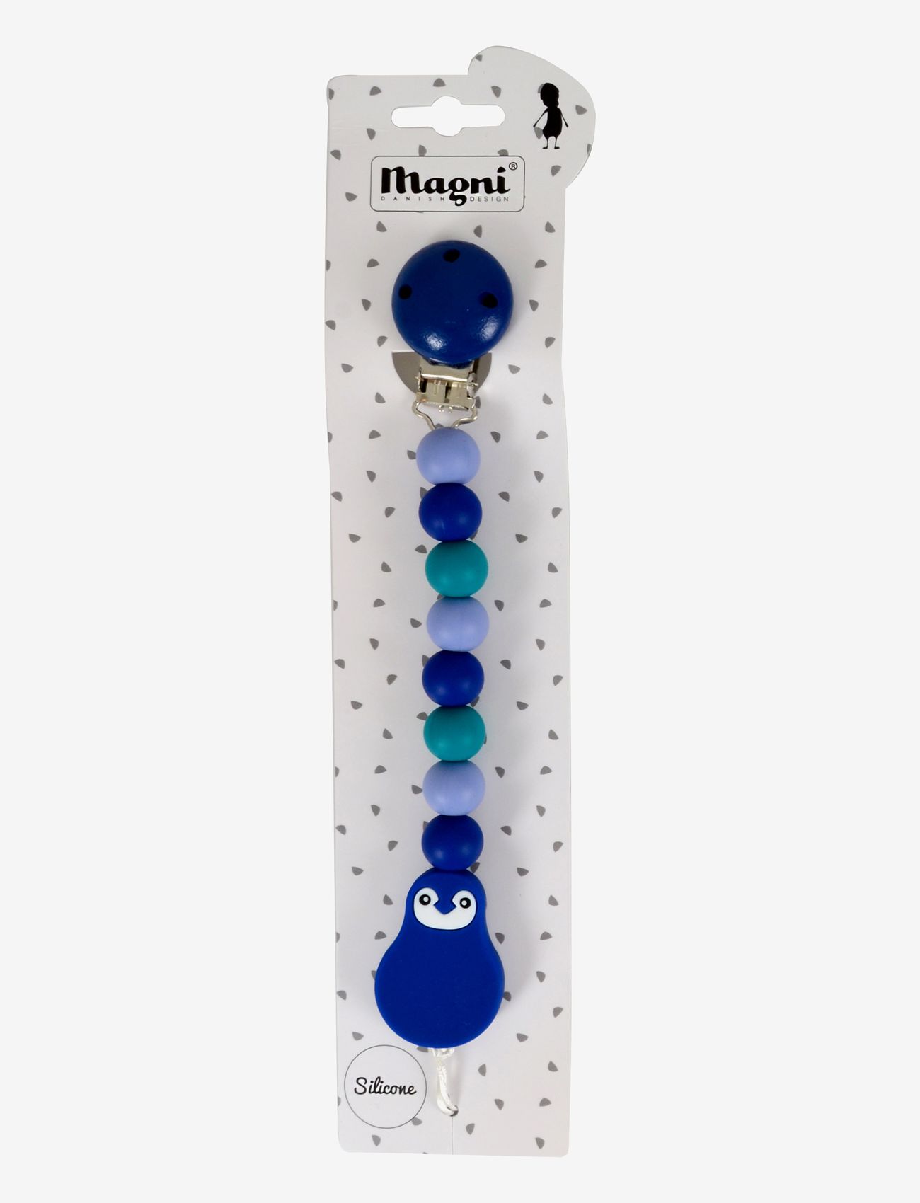Magni Toys - Soother chain, silicone, dark blue, light blue - smukkesnor - dark blue, light blue, emerald green - 1