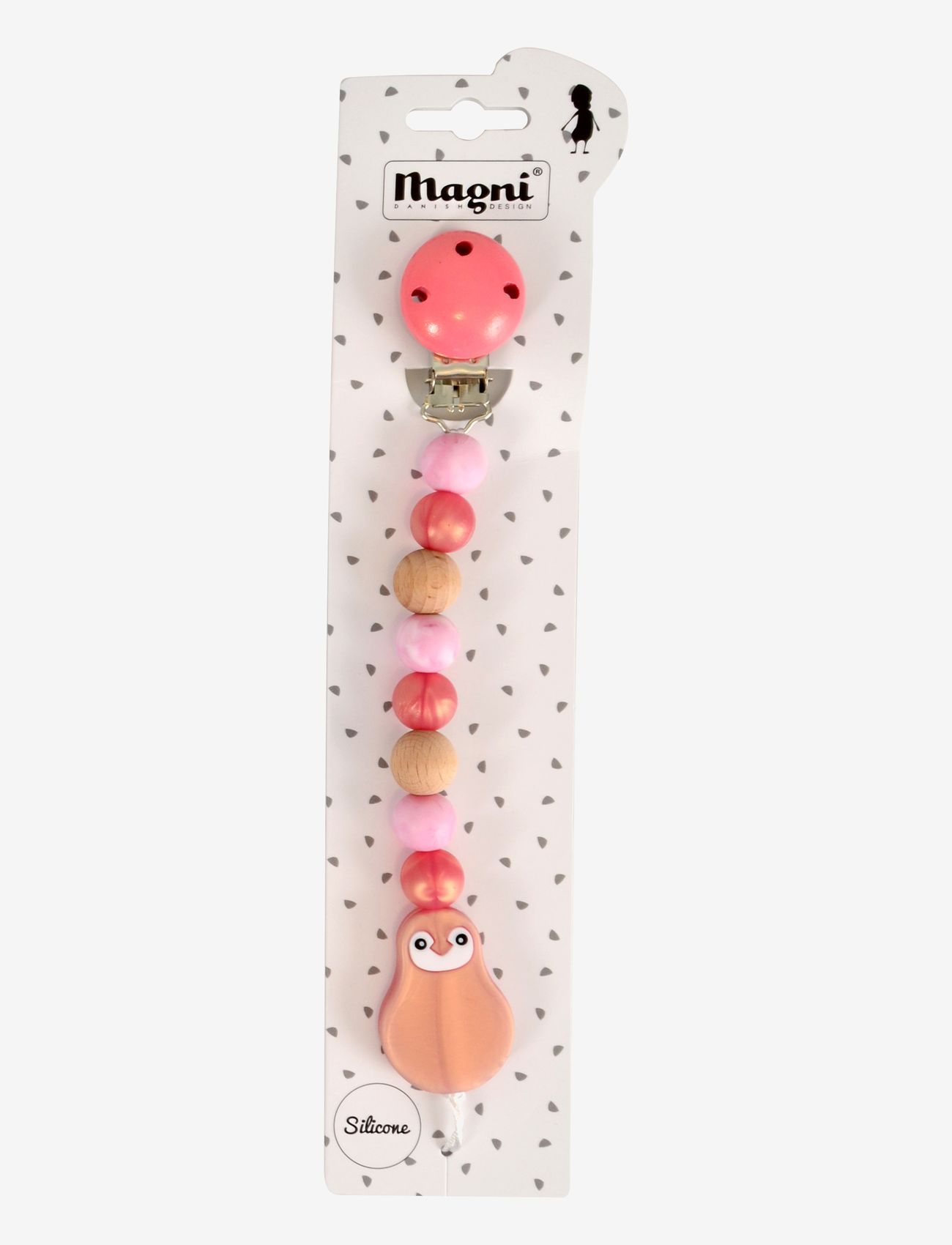 Magni Toys - Soother chain, silicone - Metallic rose gold, Marble pink - napphållare - metallic rose gold, marble pink, natural - 1