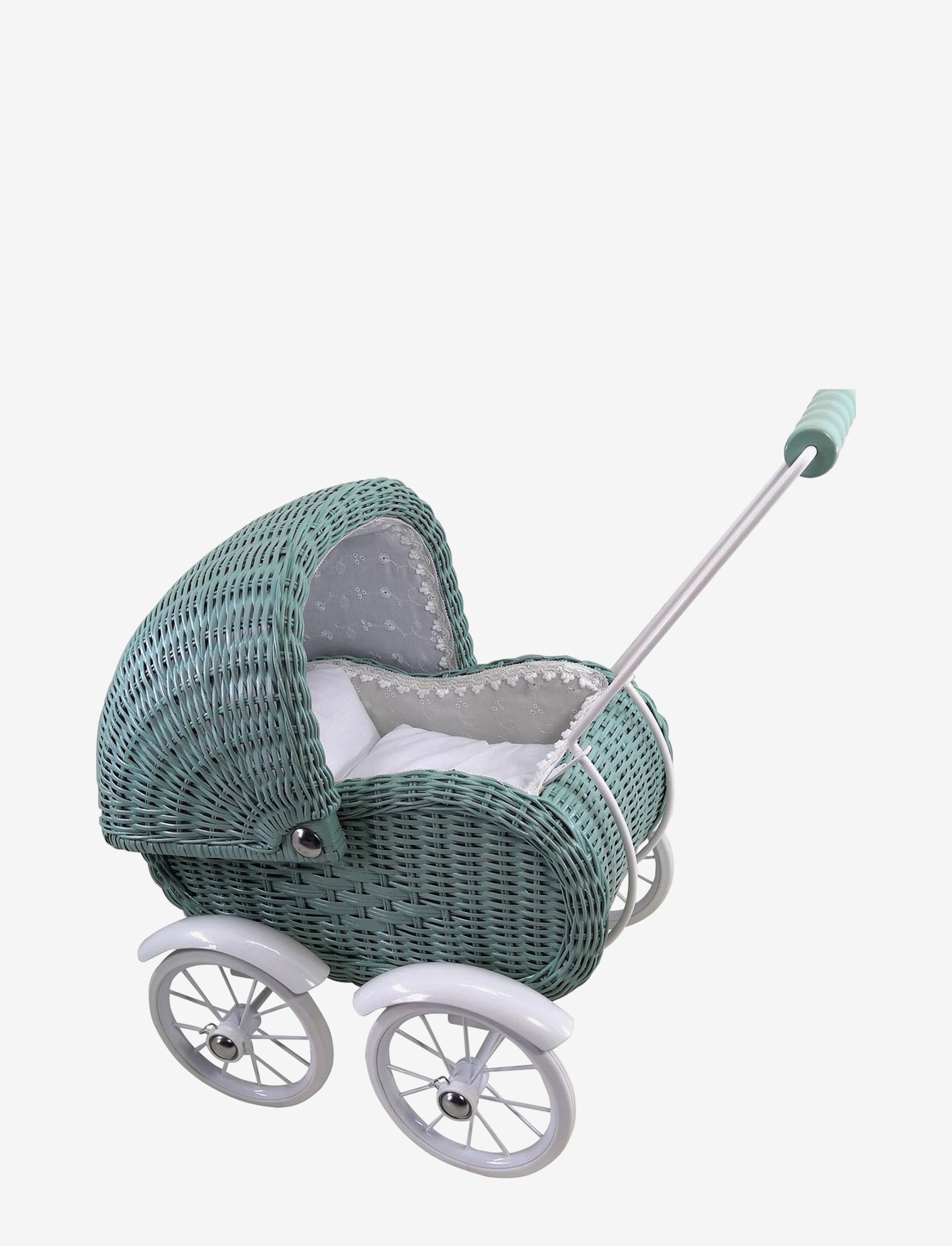 Magni Legetøj Doll Trolley, Small, Wicker Dusty Green, One Size, Green, Dukker Og Tilbehør > Dukkevogne, Børn