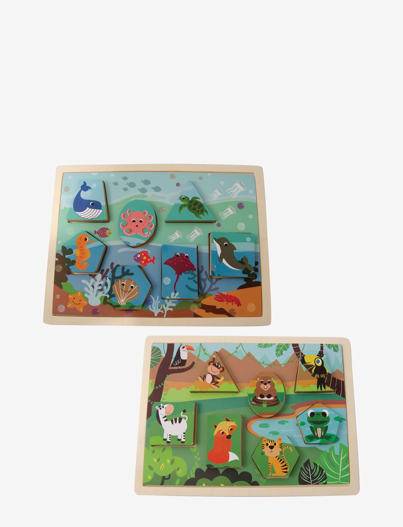 Magni Toys - Wooden Puzzle ''Animals'', 2 in 1 (FSC wood) - knoppussel - multi - 0
