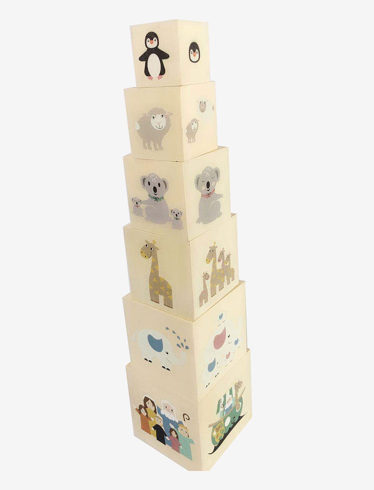 Magni Toys - Wooden Stacking Tower" Noah's Ark " - byggeklodser - wood with print - 2