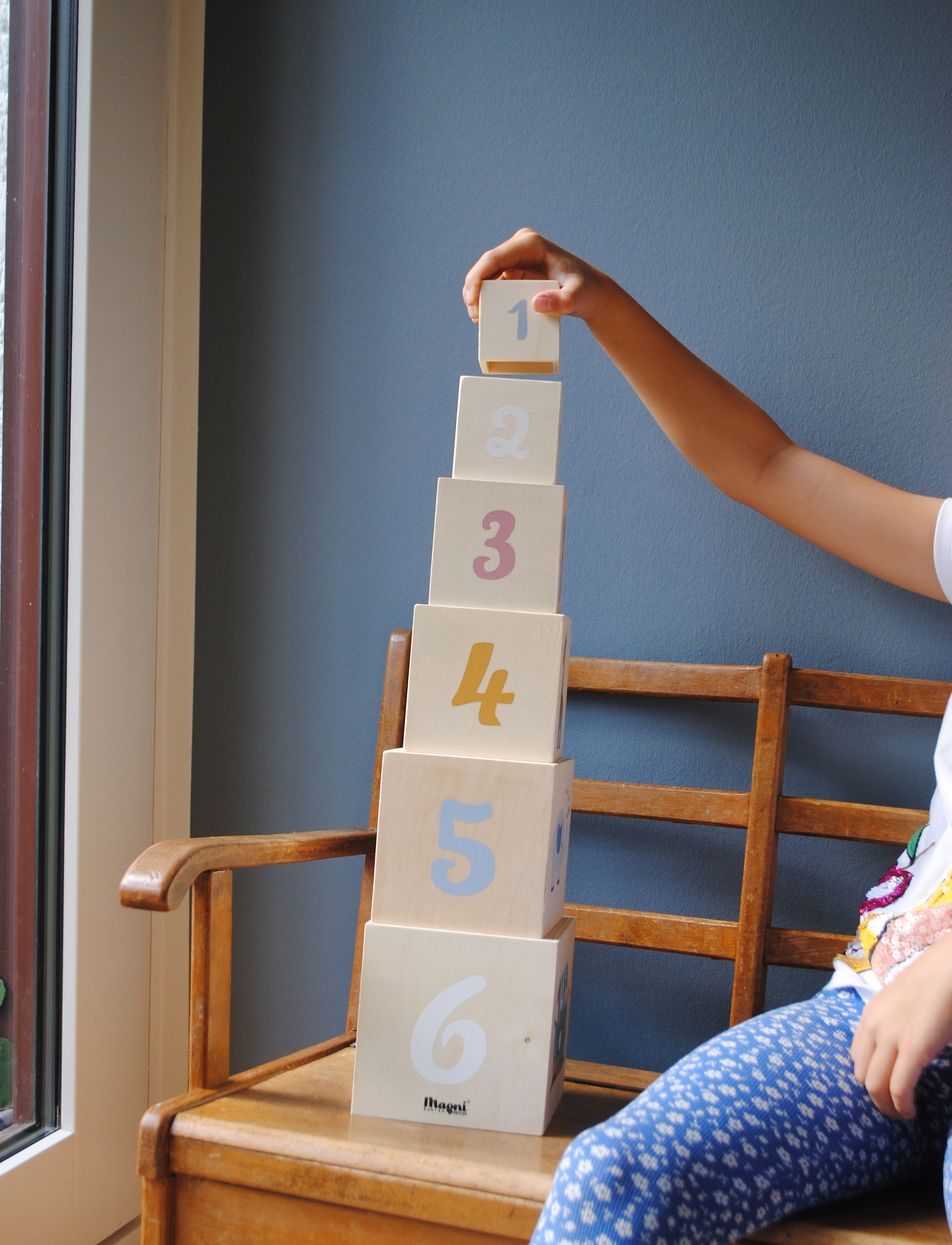 Magni Legetøj Wooden Stacking Tower" Noah's Ark ", One Size, Multi/patterned, Byggesæt Og -Klodser > Byggeklodser, Børn