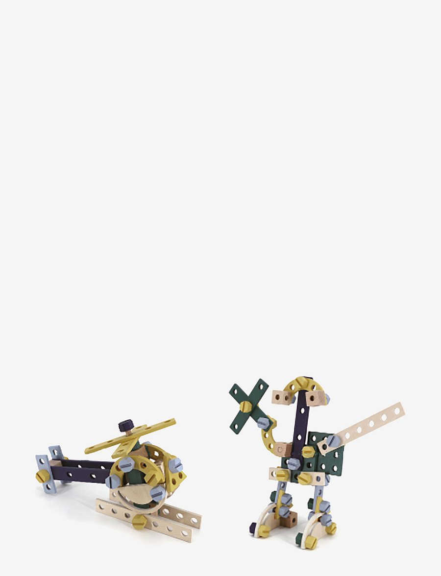 Magni Toys - Wooden construction set in bucket - rakennussetit - green/yellow/gray - 2