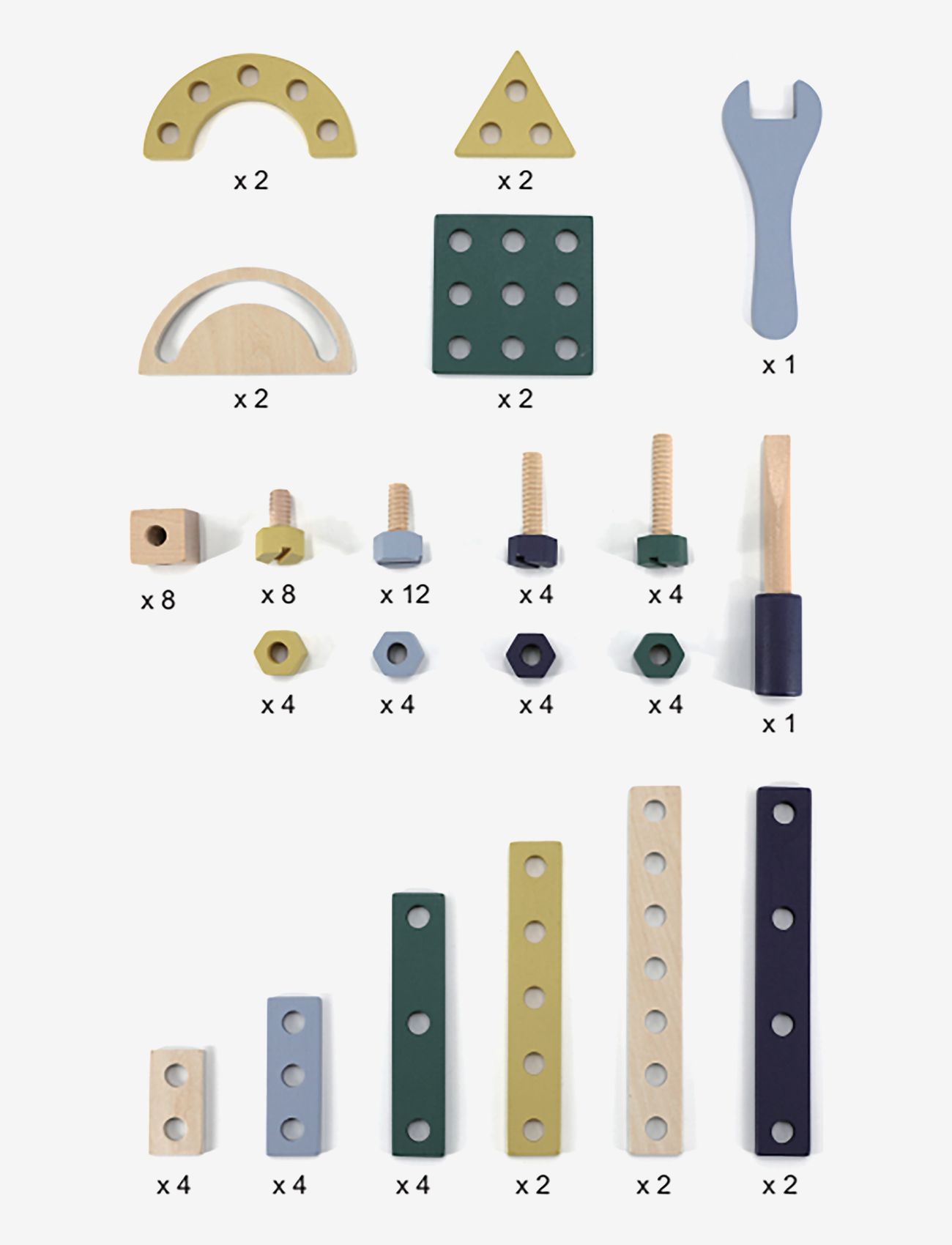 Magni Toys - Wooden construction set in bucket - byggsatser - green/yellow/gray - 3