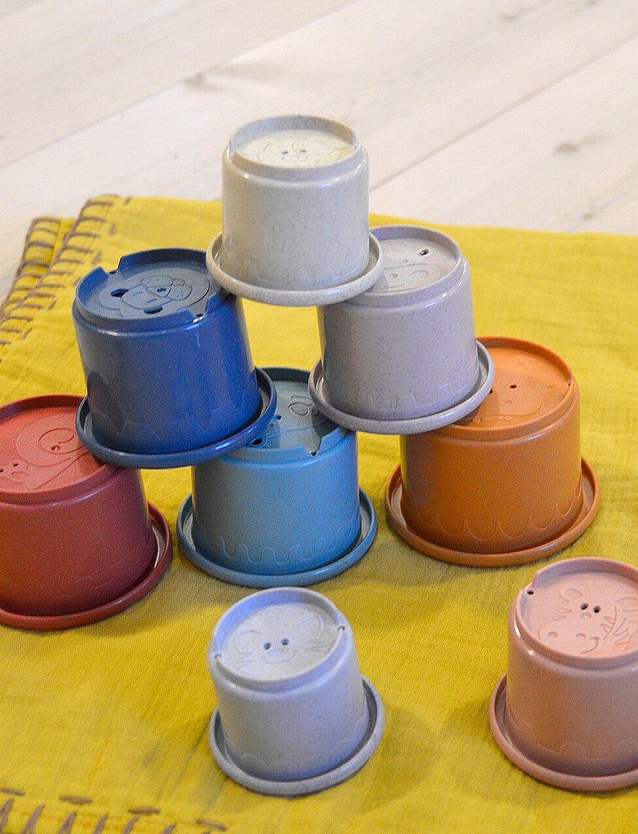 Magni Toys - Wheat Straw Stacking Cups, 8 pcs. - stapelbara klossar - multi coloured - 0