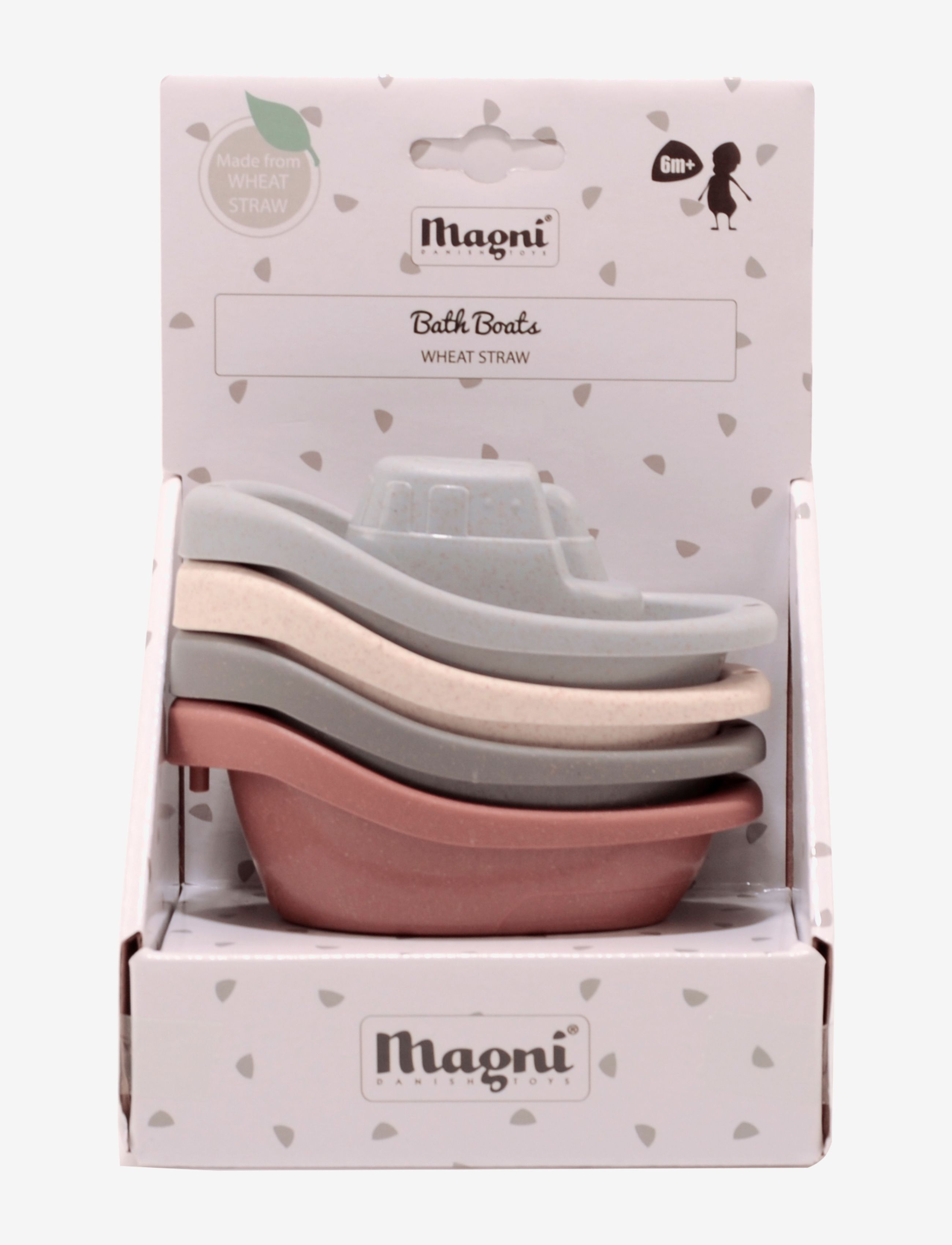 Magni Toys - Wheat Straw Bath Boat Cups, 4 pcs - baðleikföng - bourdeux/gray/beige - 1