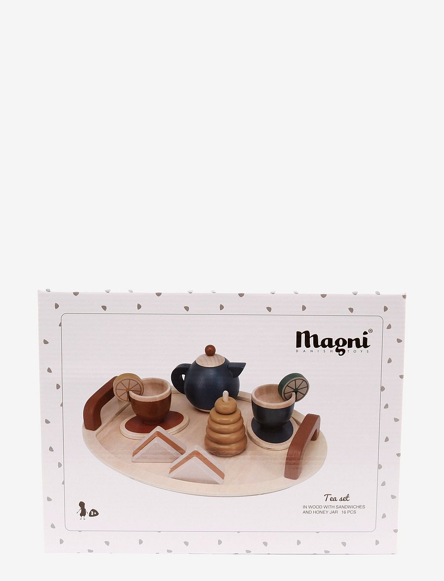 Magni Toys - Tea set with tray in FSC wood - coffee & tea sets - multi coloured - 1