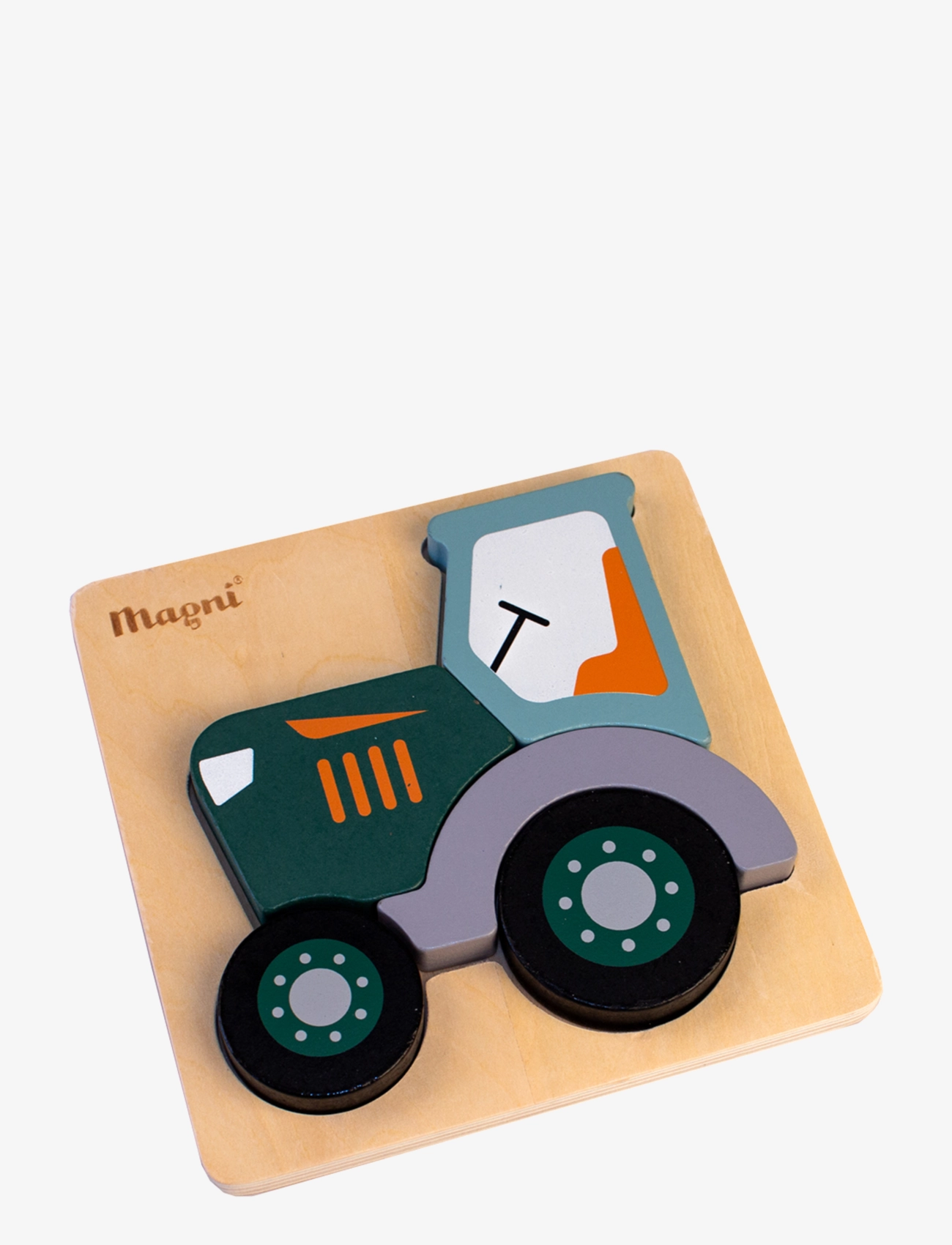 Magni Toys - Tractor puzzle in 100 % FSC wood - træpuslespil - green - 2