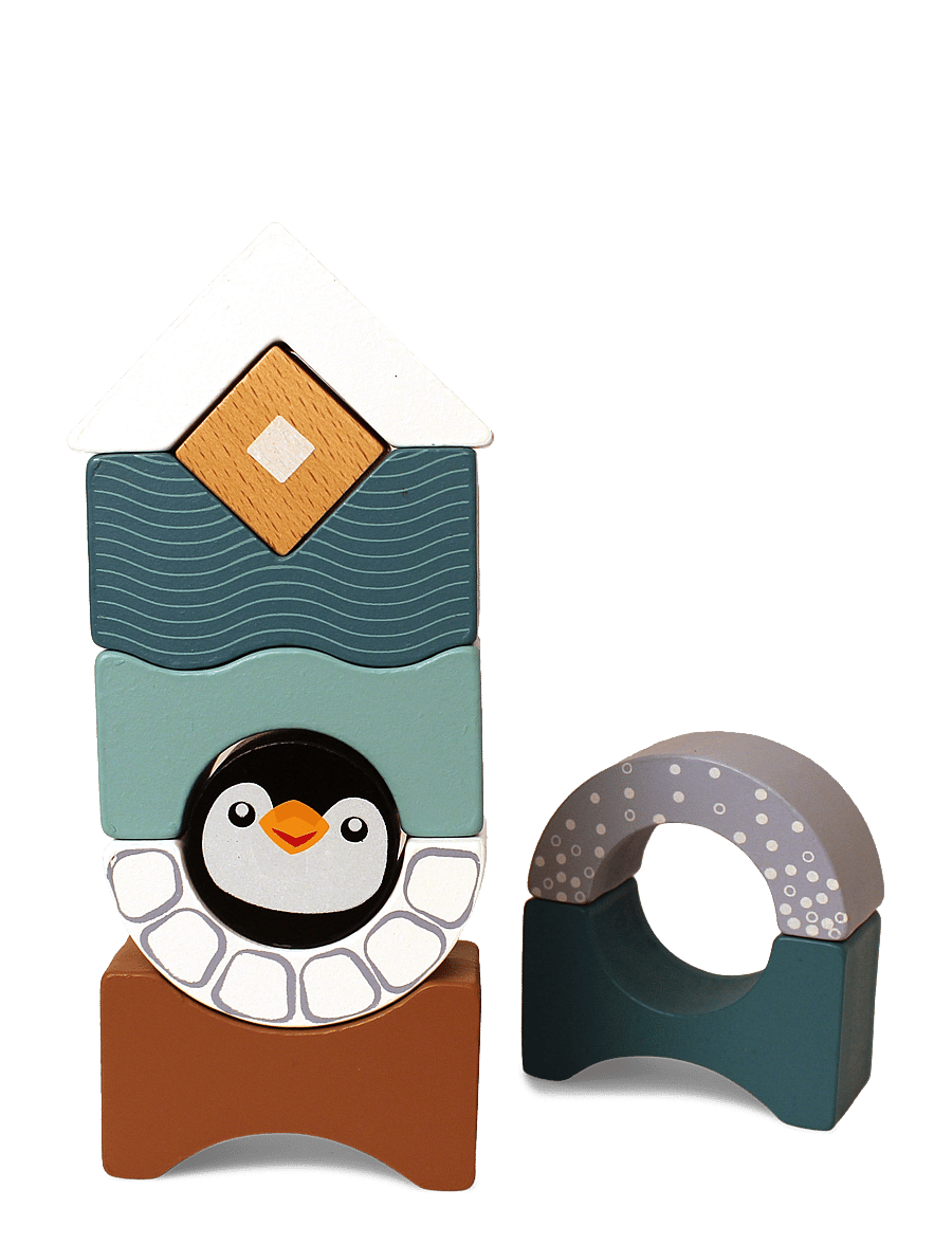Magni Toys - Penguin stacking tower - byggeklodser - multi color - 0
