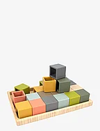 24 pcs silicone block puzzle w. wooden frame - MULTI COLOR