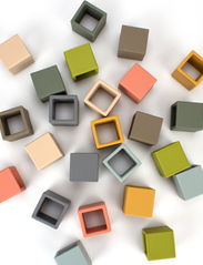 Magni Toys - 24 pcs silicone block puzzle w. wooden frame - laveste priser - multi color - 4