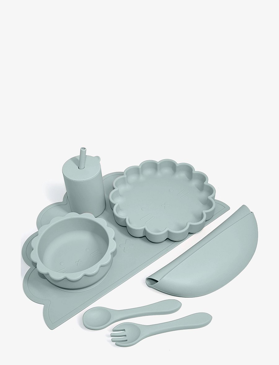 Magni Toys - 7 pcs. toddler eating set dusty blue - dusty blue - 0