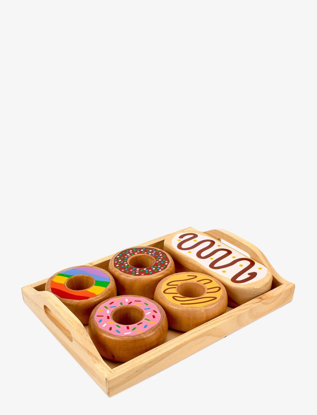 Magni Toys - Doughnuts in tray, 100 % FSC wood - leksaksmat & leksakstårtor - multi color - 0