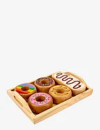Doughnuts in tray, 100 % FSC wood - MULTI COLOR