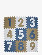 Play floor with numbers made in EVA with neutral decor colors, 9 foam tiles - MULTI COLOR
