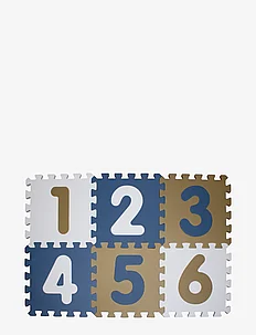 Play floor with numbers made in EVA with neutral decor colors, 6 foam tiles, Magni Toys
