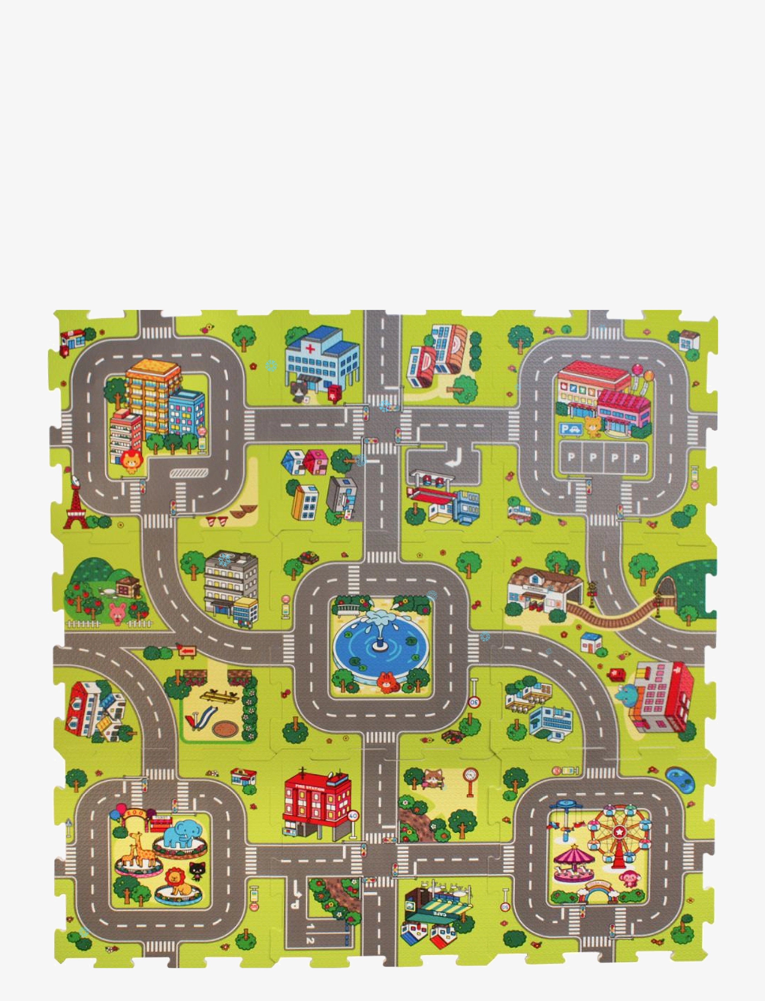 Magni Toys Play floor with roads and city made in EVA foam, 9 foam tiles - Magni Toys - MULTI COLOR / multi