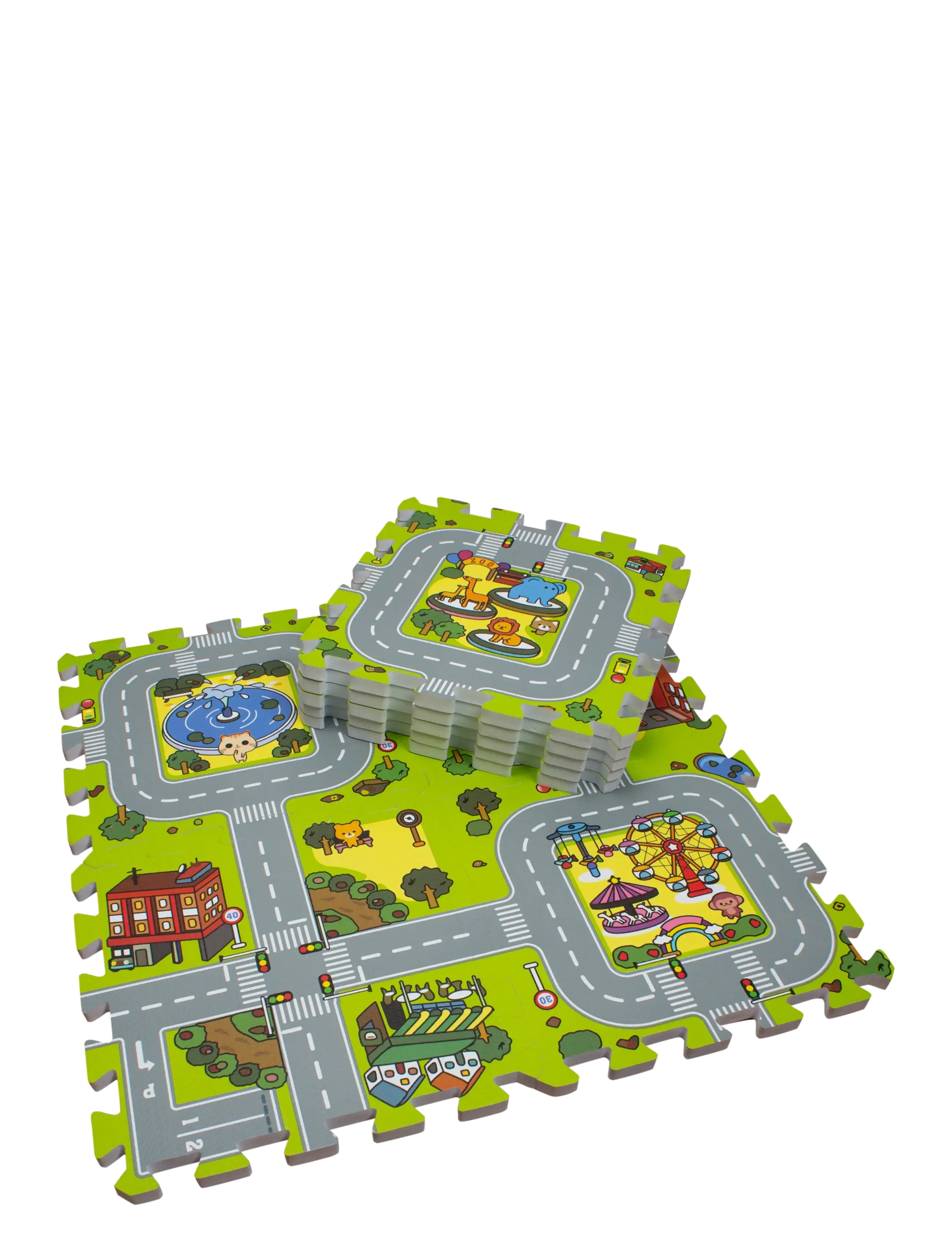 Magni Toys - Play floor with roads and city made in EVA foam, 9 foam tiles - aktivitetscentre & legemåtter - multi color - 2