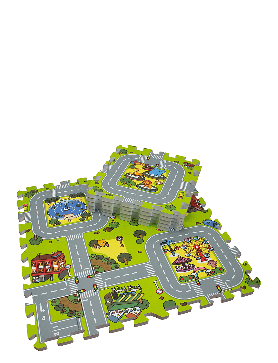 Magni Toys - Play floor with roads and city made in EVA foam, 9 foam tiles - babygym & lekmattor - multi color - 2