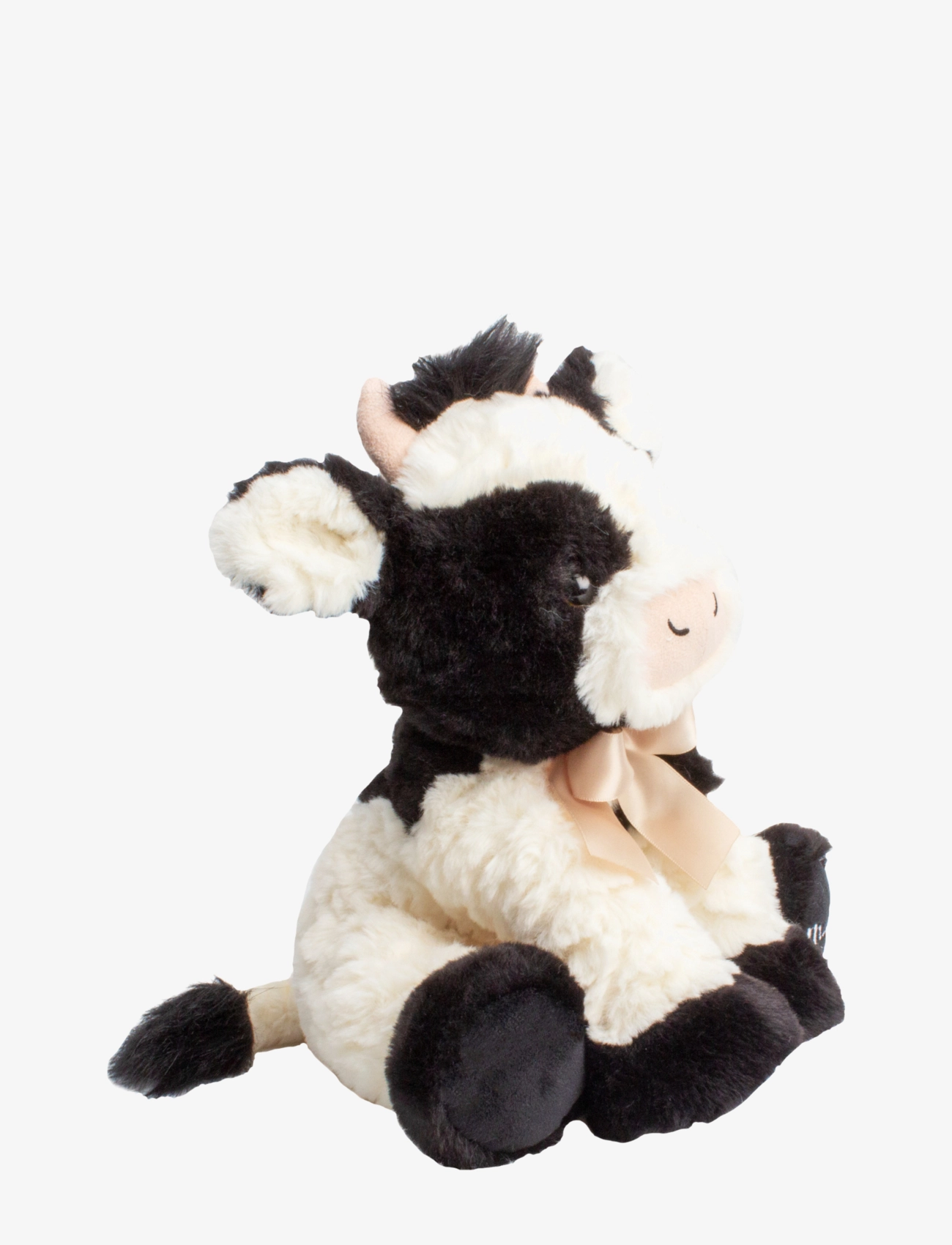 Magni Toys - Teddy cow with bow 25 cm. - black and white - 3