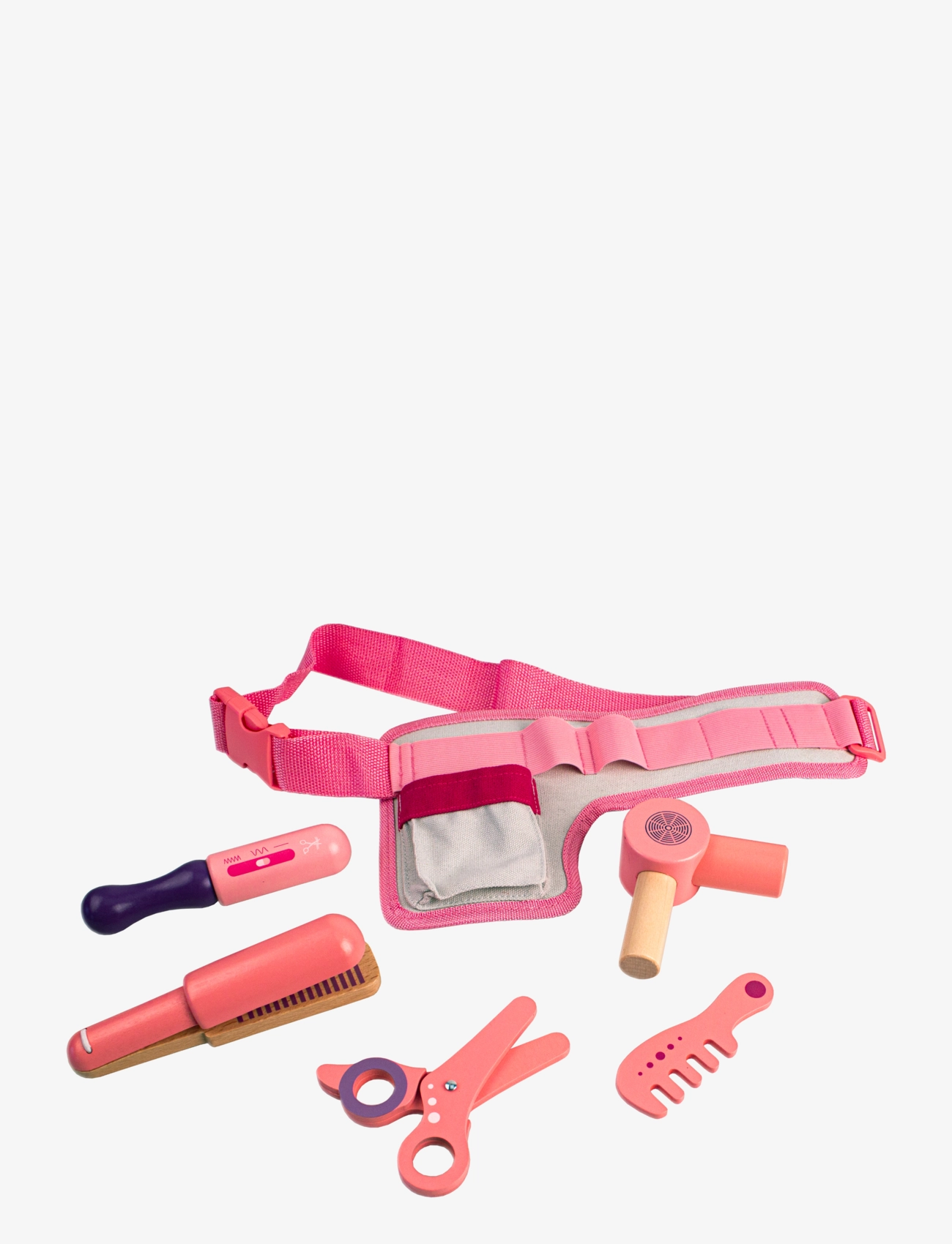 Magni Toys - Wooden Hairdresser set with belt - pink - 1