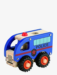 Wooden Police bus w. rubber wheels 100% FSC, Magni Toys