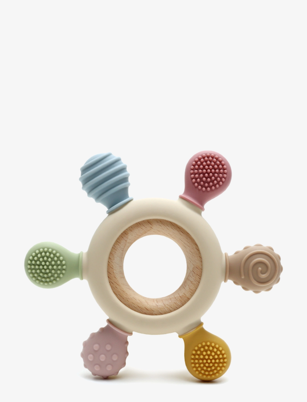 Magni Toys Teether Rudder With Wooden Center Ring. Multi Colored, Lfbg Approved, Børn, Teething Legetøj, Multi/mønstret, Str: ONE SIZE"