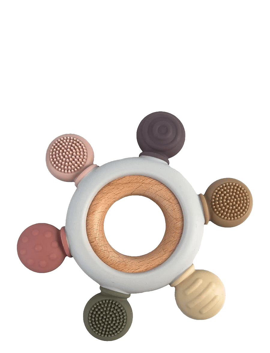 Magni Toys - Teether Rudder with wooden center ring. Multi colored, LFBG approved - bidelegetøj - multi coloured - 0
