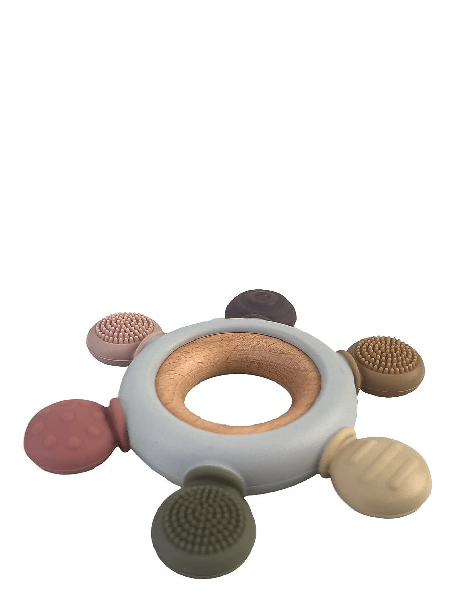 Magni Toys - Teether Rudder with wooden center ring. Multi colored, LFBG approved - bidelegetøj - multi coloured - 1