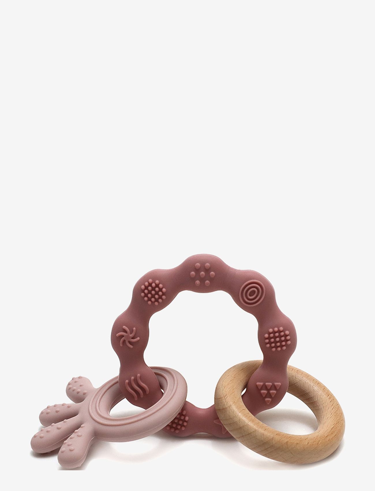 Magni Toys - Teether bracelet, Squid and wood appendix. Dusty rose, LFBG approved - bitleksaker - dusty rose - 0