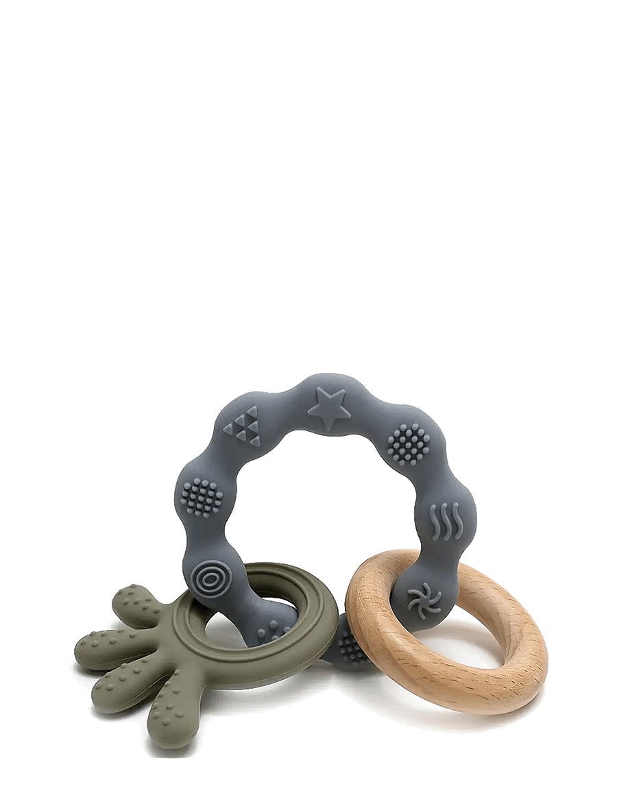 Magni Toys - Teether bracelet, Squid and wood appendix. Green, LFBG approved - bidelegetøj - green - 1